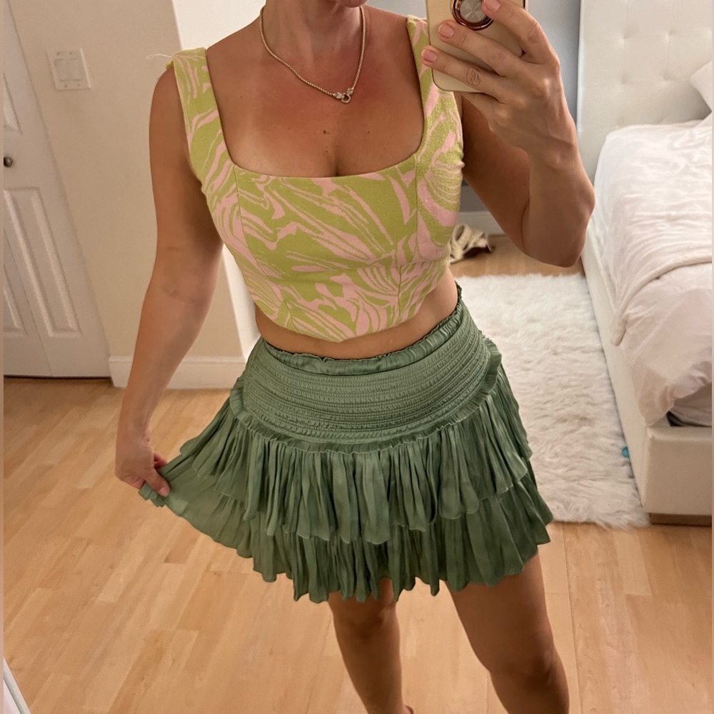 Green Ruffled Women's Skirt
